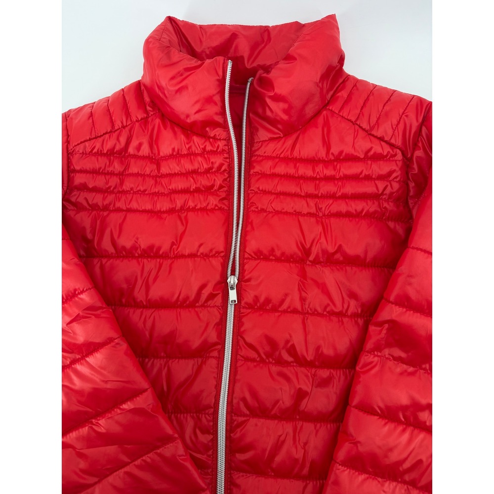 Cavalini Los Angeles Womens Red Puffer Jacket Small NYJK174M Full Zip Quilted